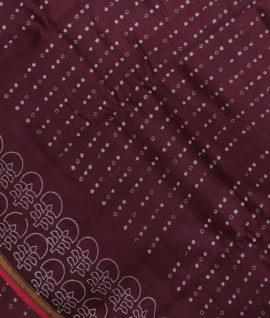 Burgundy Soft Printed Cotton Saree T360435-image