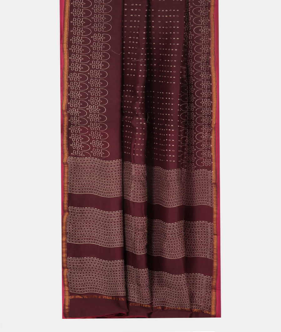 Burgundy Soft Printed Cotton Saree T3604352