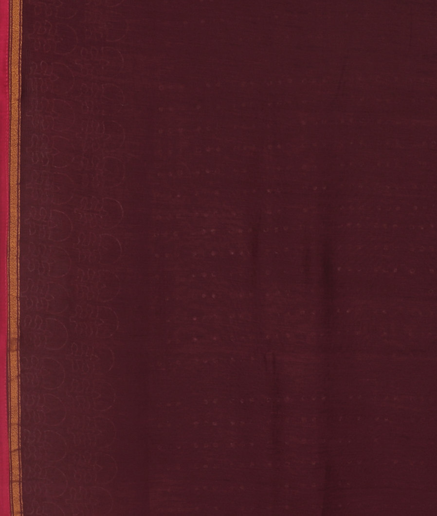 Burgundy Soft Printed Cotton Saree T3604353