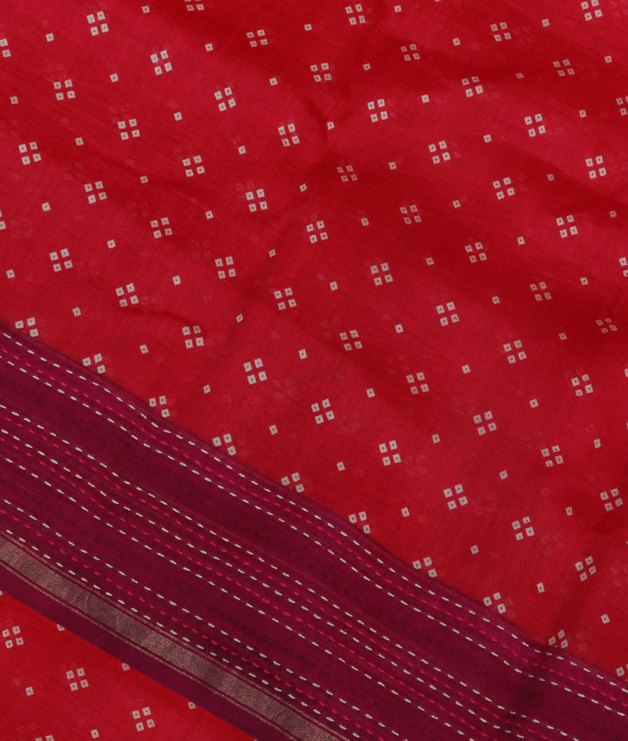 Red Soft Printed Cotton Saree T335182-image