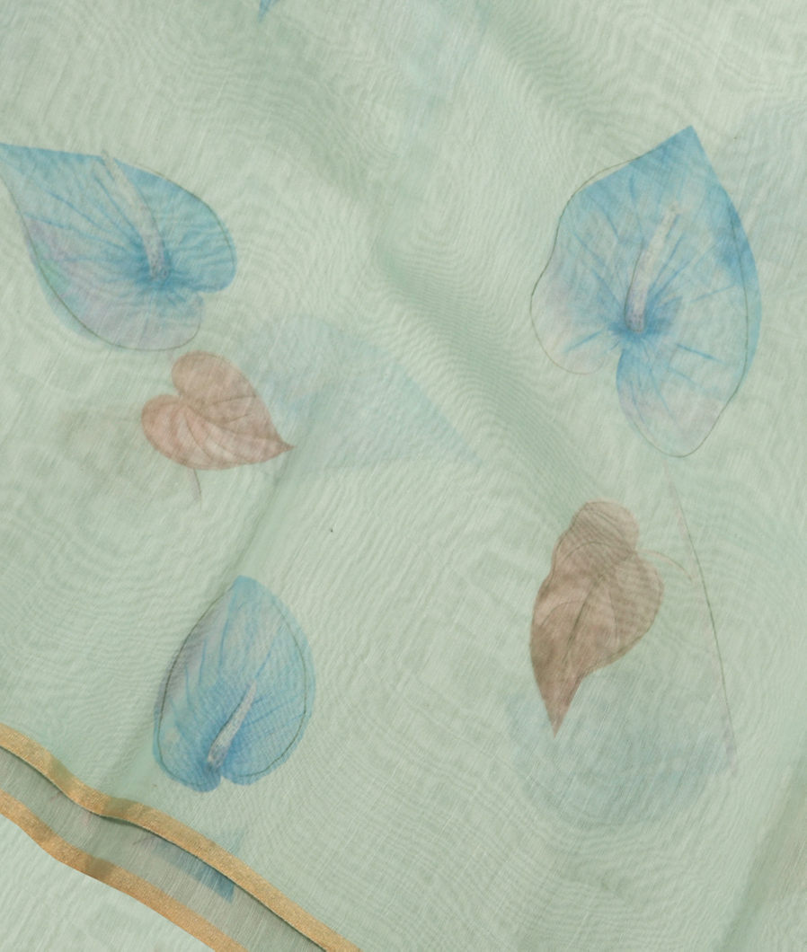 Blue Soft Printed Cotton Saree T346510-image