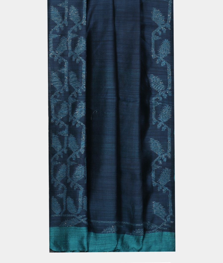 Blue Handwoven Tussar Saree T3542642