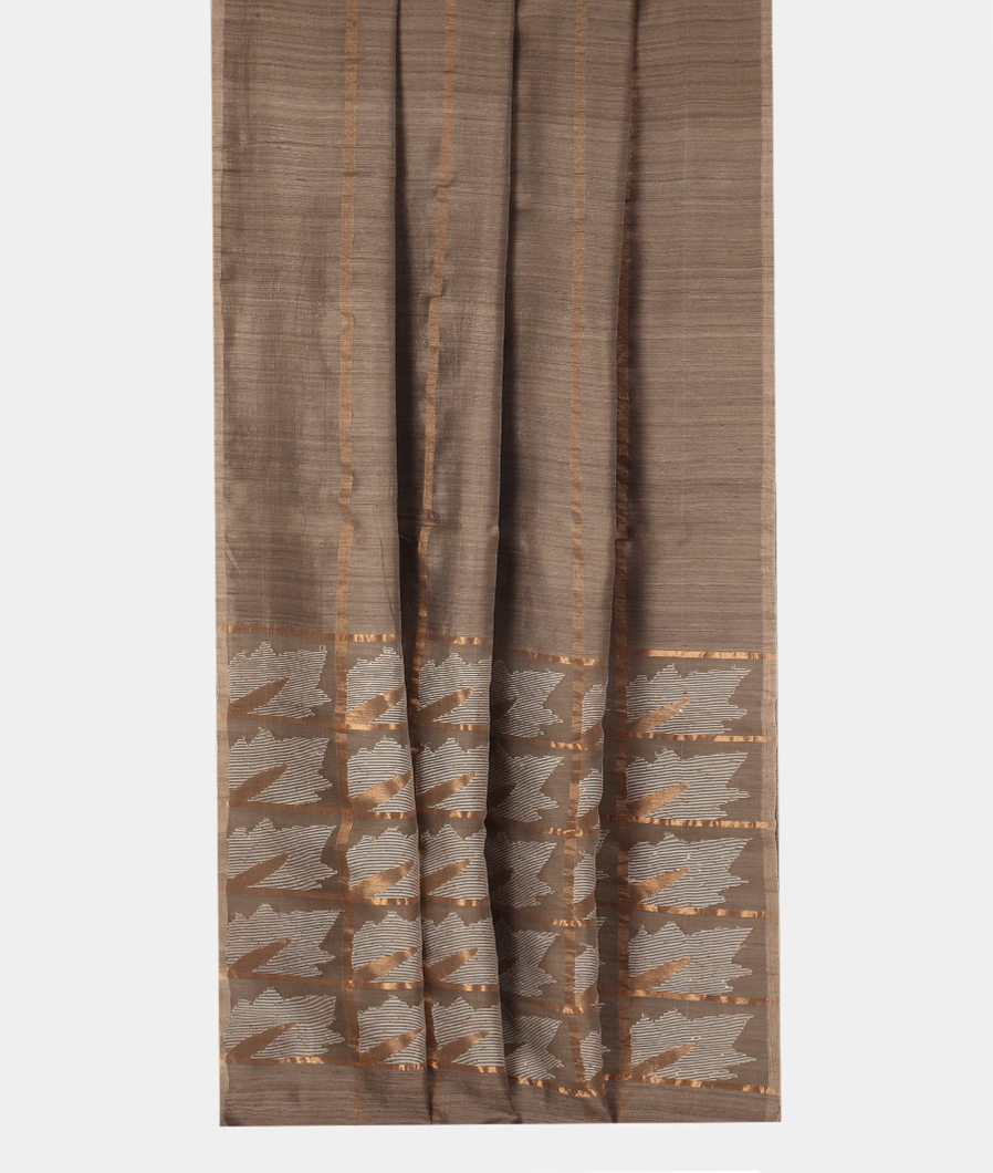 Grey Handwoven Tussar Saree T3543142