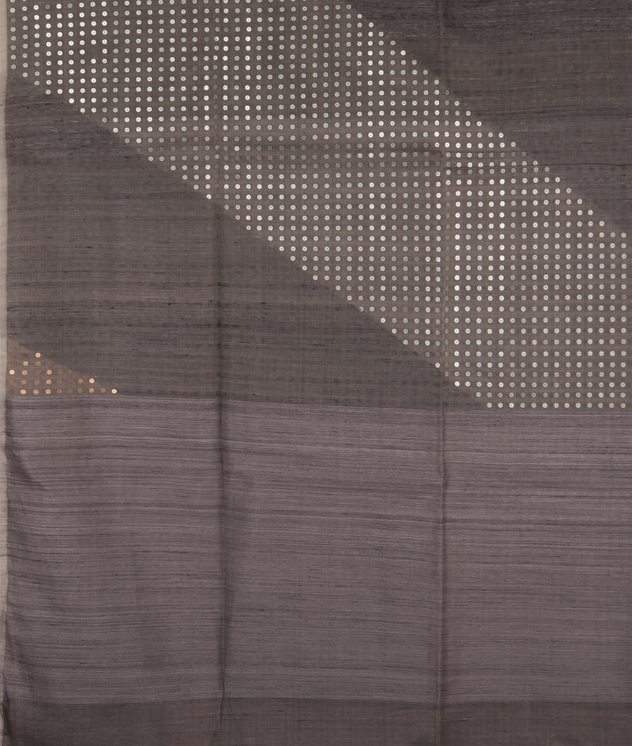 Grey Handwoven Tussar Saree T3542864