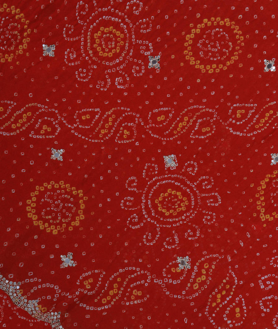 Red Bandhani Georgette Silk Saree T363437-image