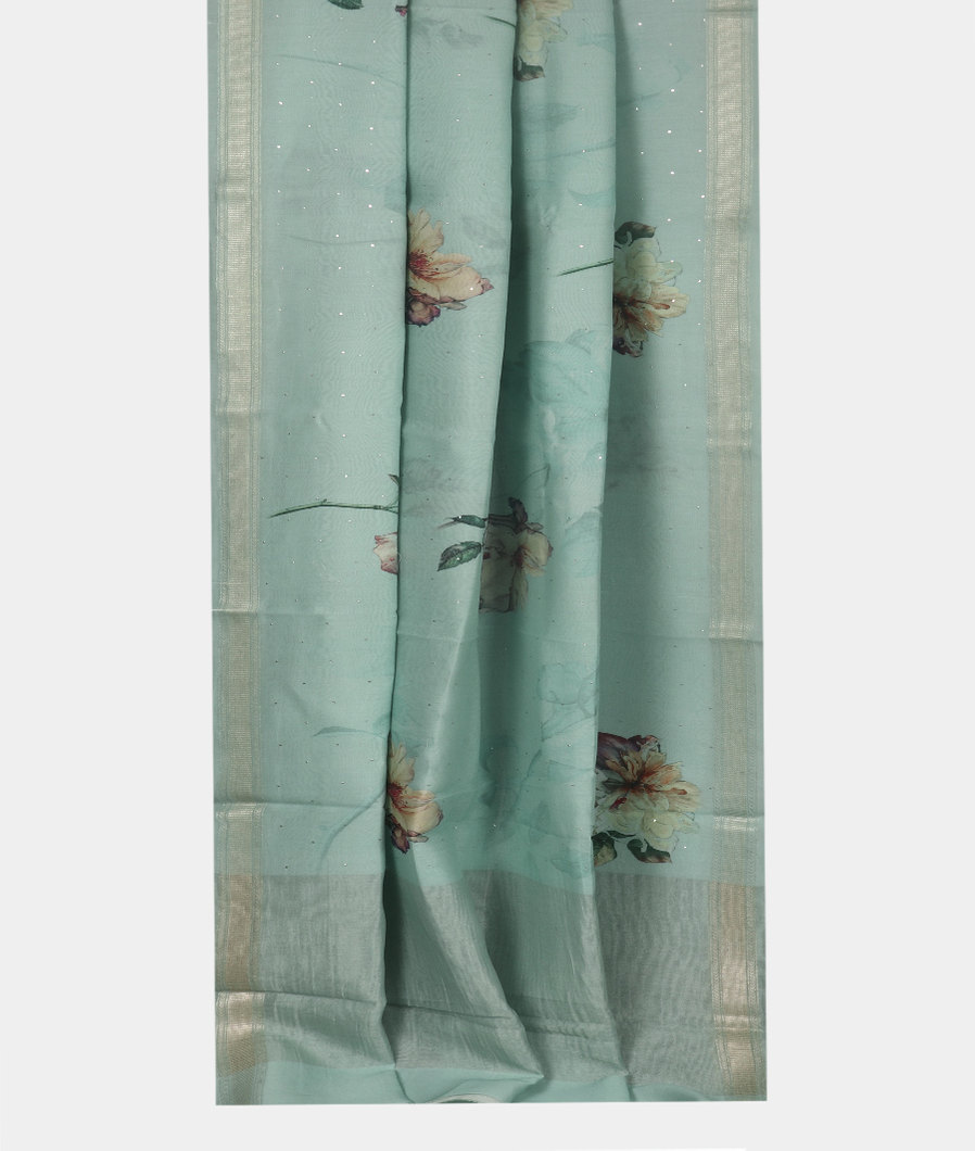 Blue Chanderi Cotton Saree T3526412