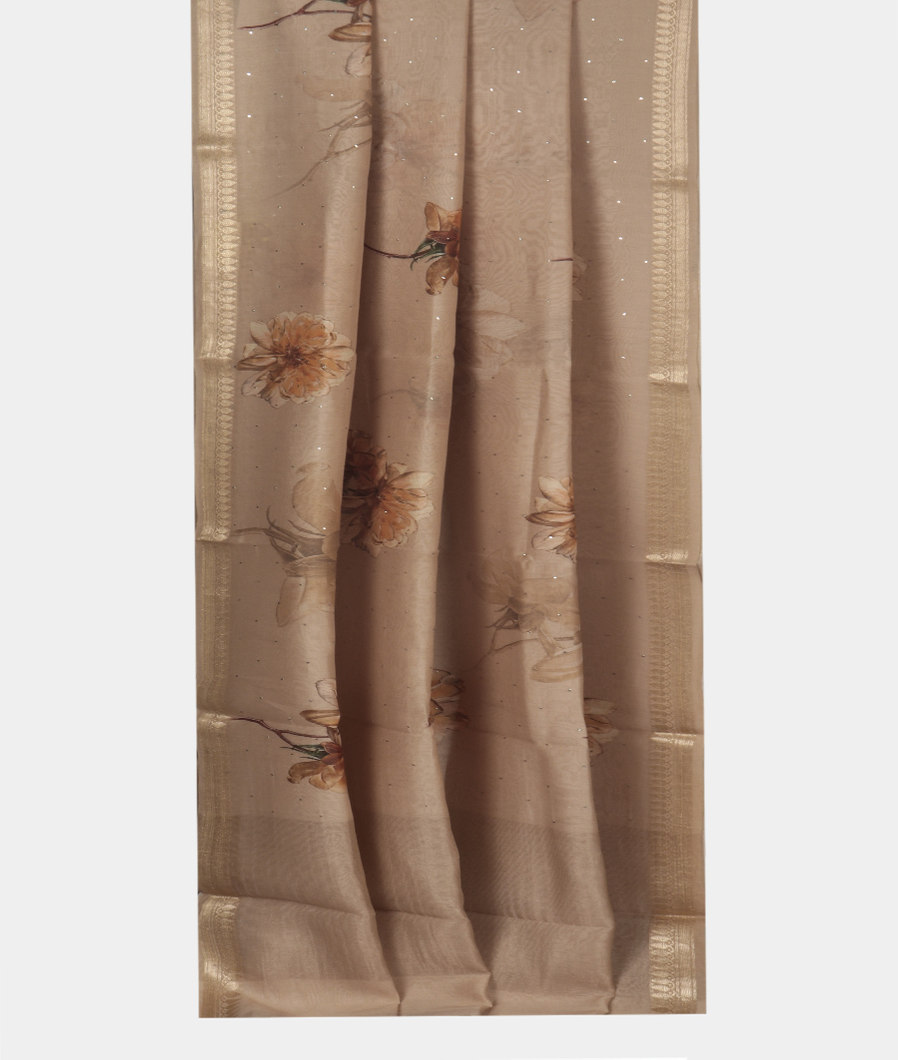 Beige Chanderi Cotton Saree T3526382