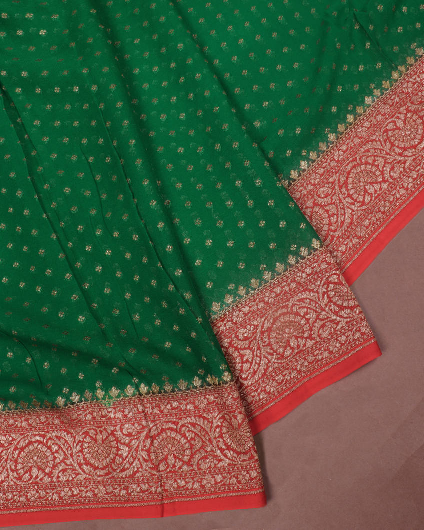 Green Banaras Georgette Silk Saree T368585-image