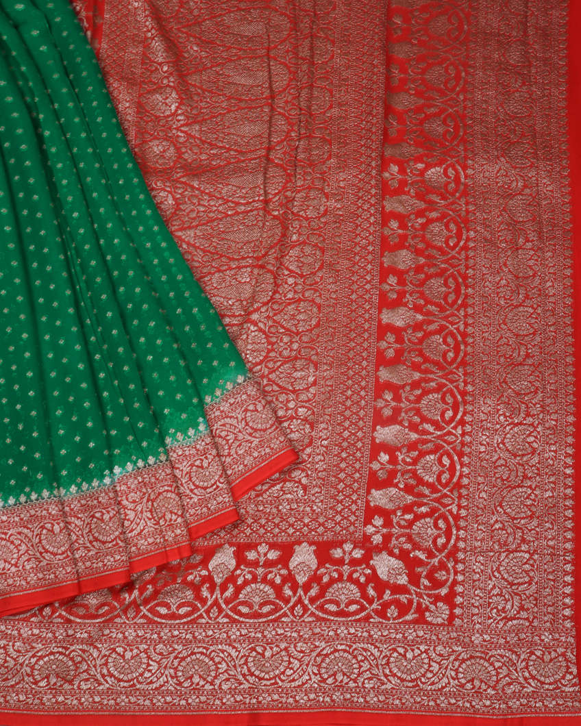 Green Banaras Georgette Silk Saree T3685852