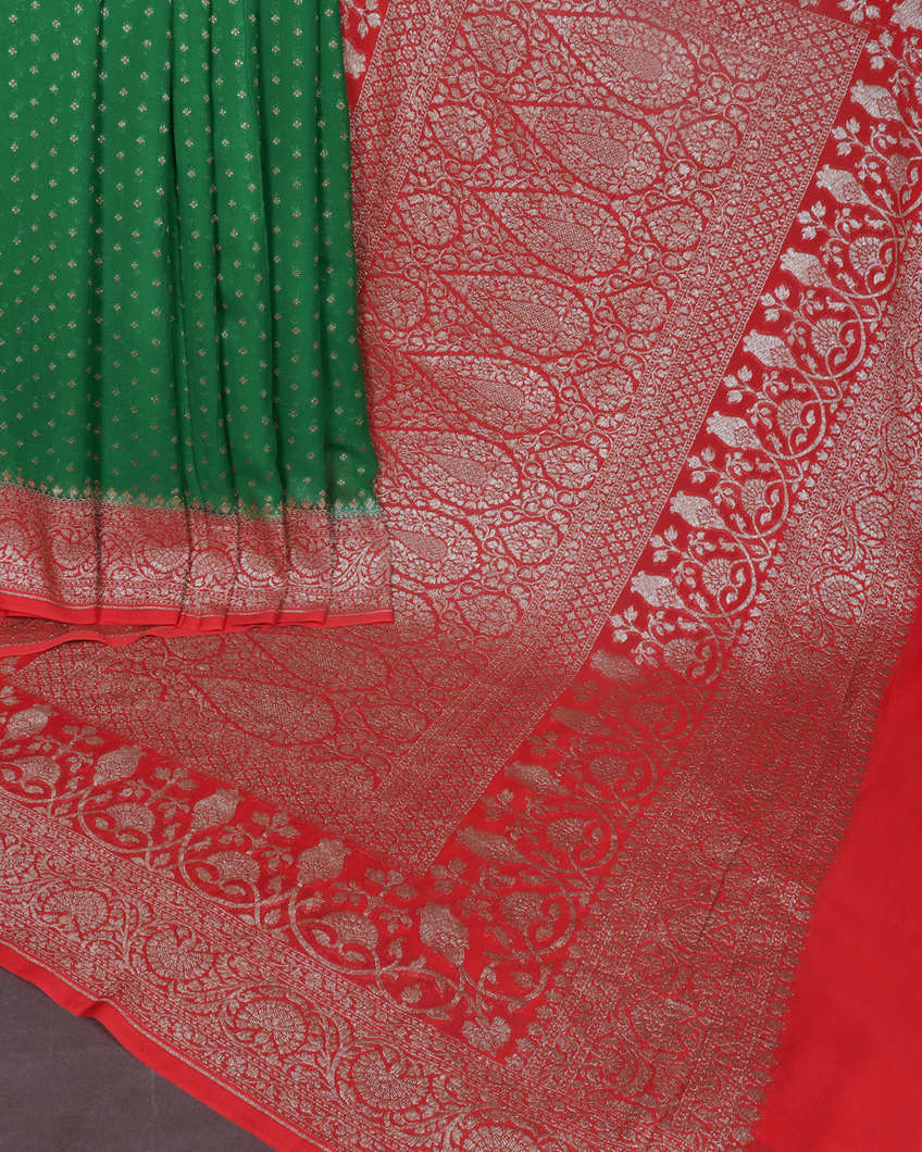 Green Banaras Georgette Silk Saree T3685854