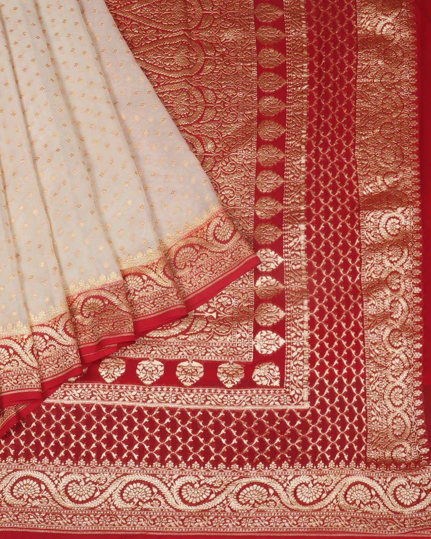 Off-White Banaras Georgette Silk Saree T3548722