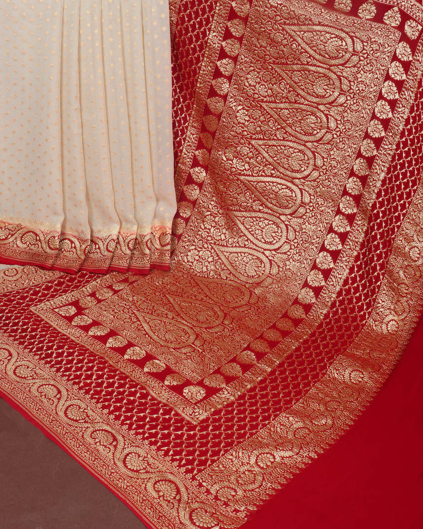 Off-White Banaras Georgette Silk Saree T3548724