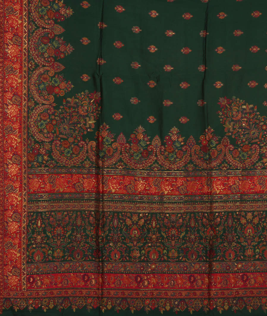 Green Cashmere Kani Silk Saree T3704384