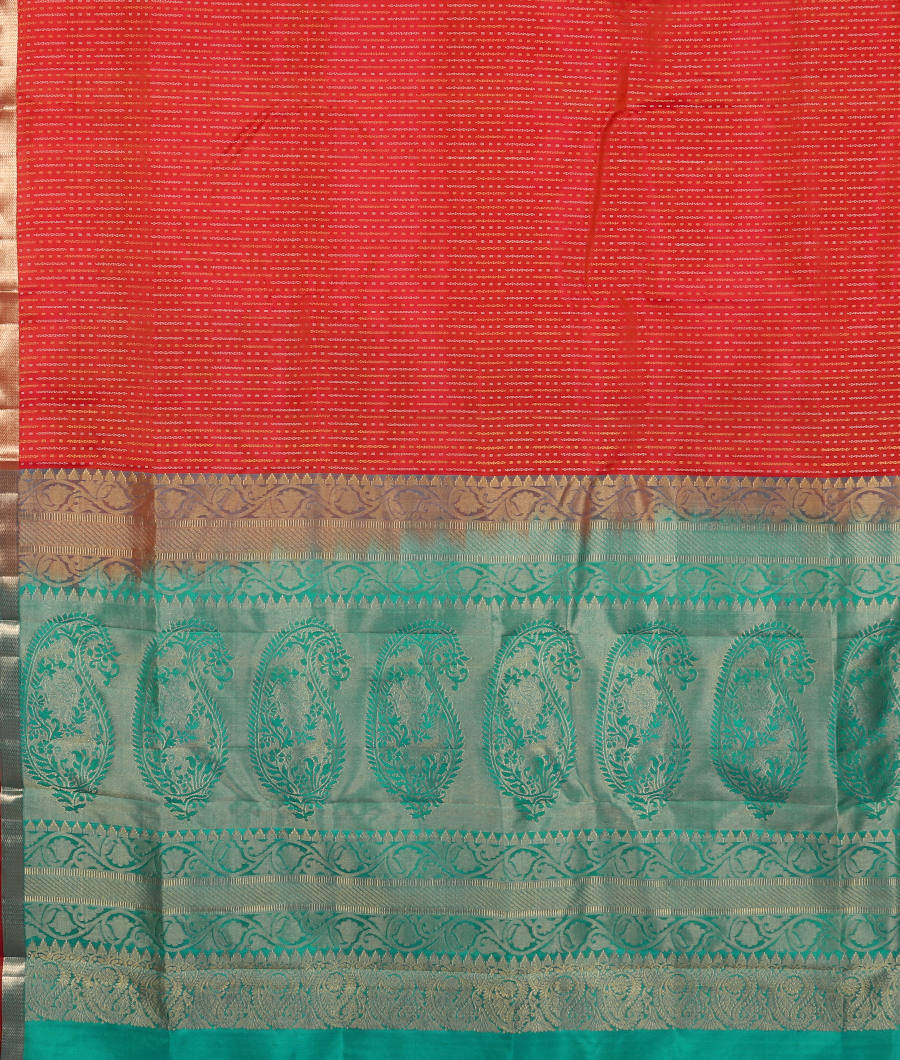 Pinkish Orange Handwoven Kanjivaram Silk Saree T3362514