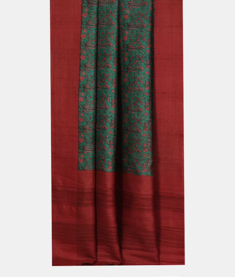 Green Tussar Printed Saree T3495012