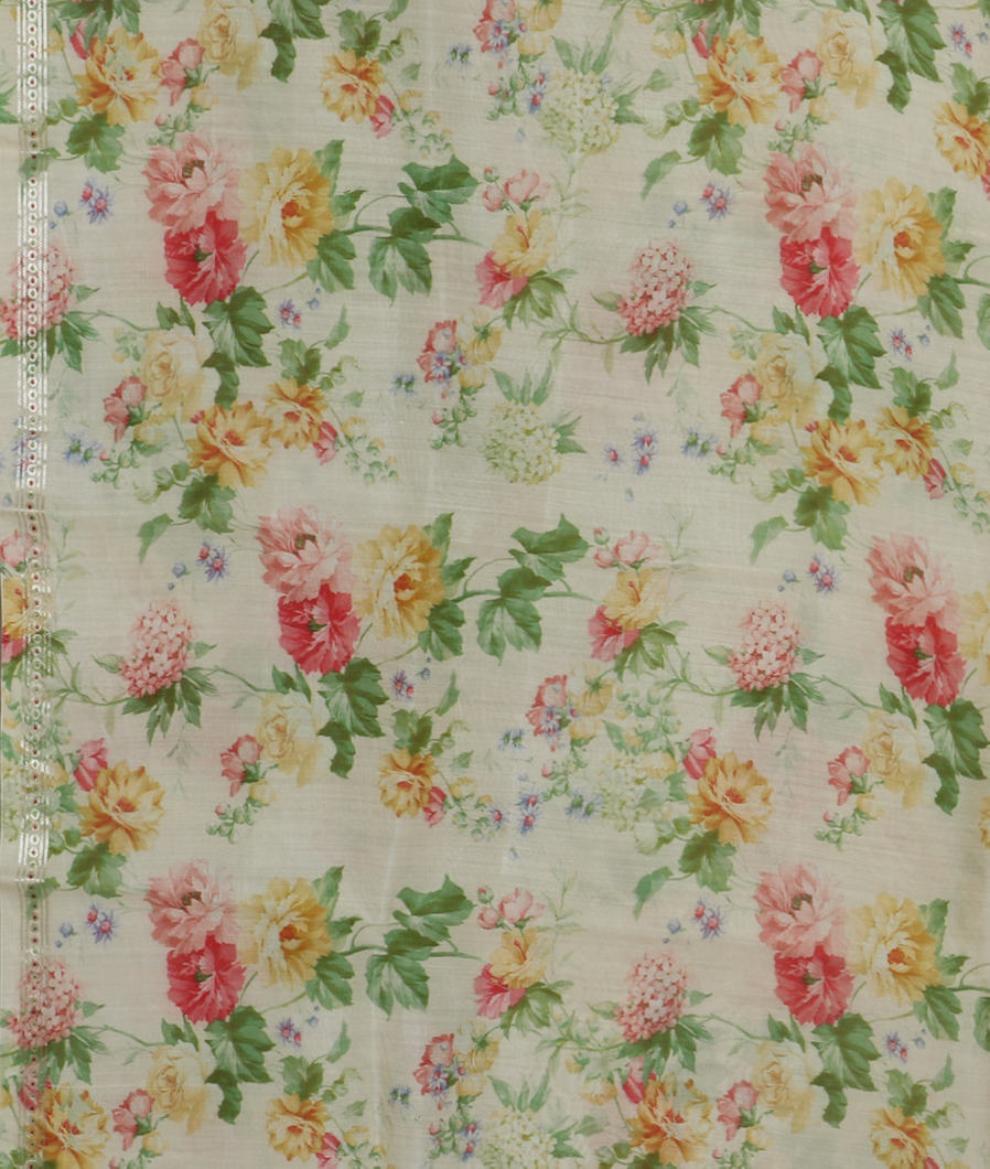 Cream Kora Organza Printed Saree T3684723