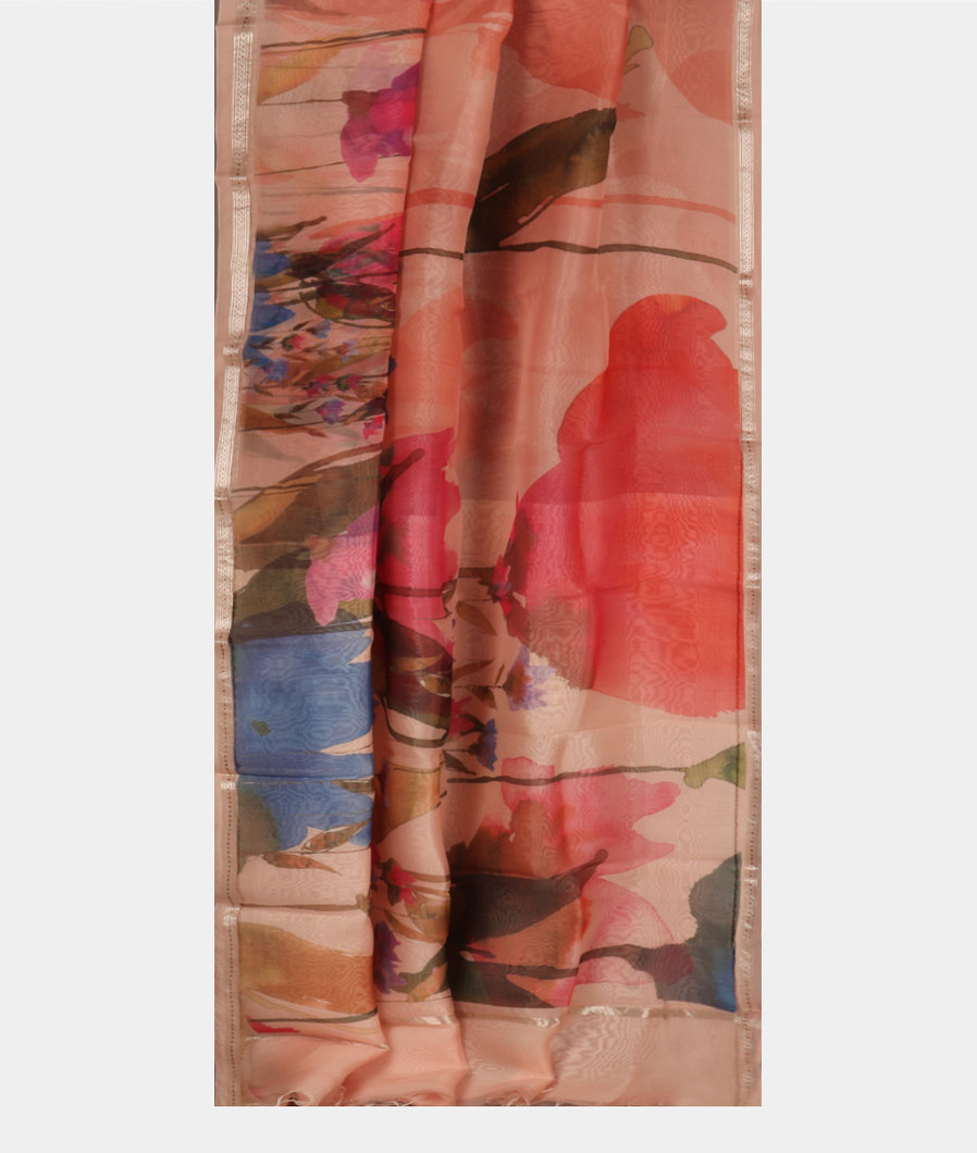 Pink Kora Organza Printed Saree T3684422