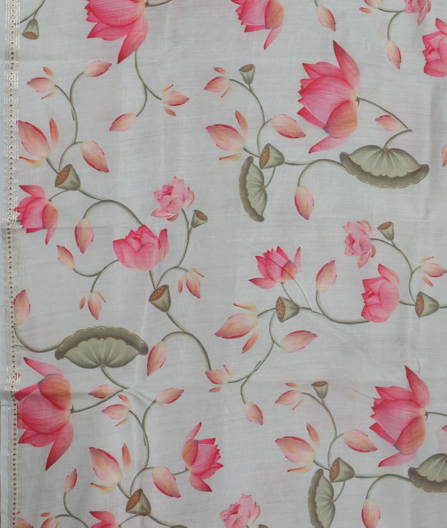 Blue Kora Organza Printed Saree T3684333