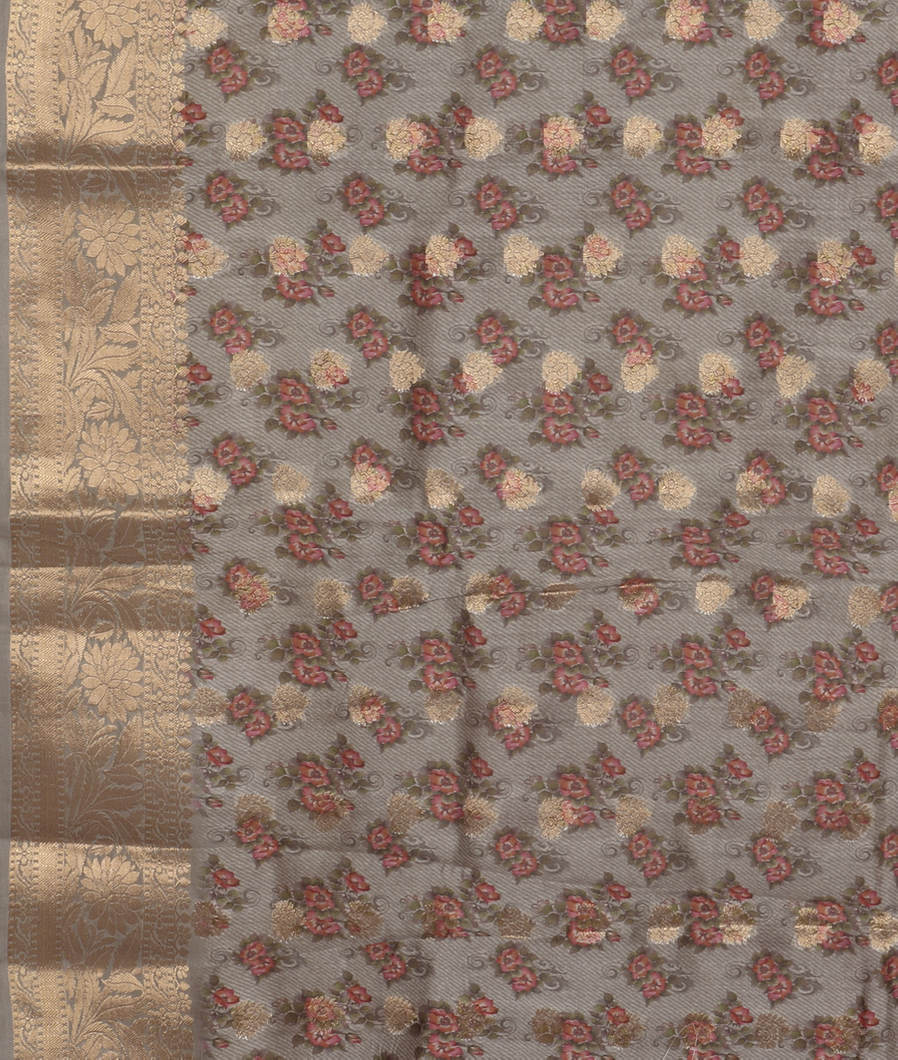 Grey Chaniya Silk Saree T3476783