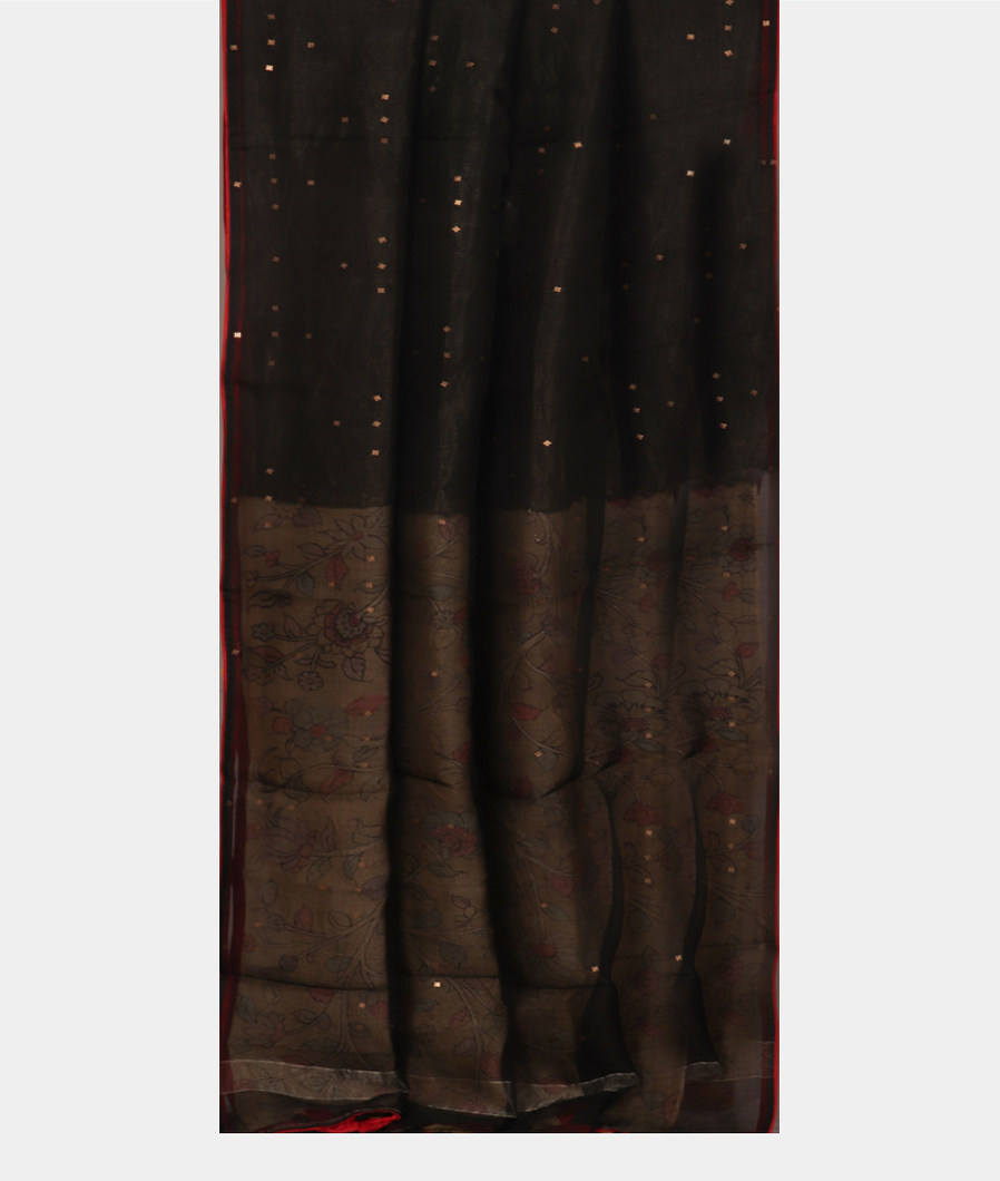 Black Woven Organza Saree T3681842