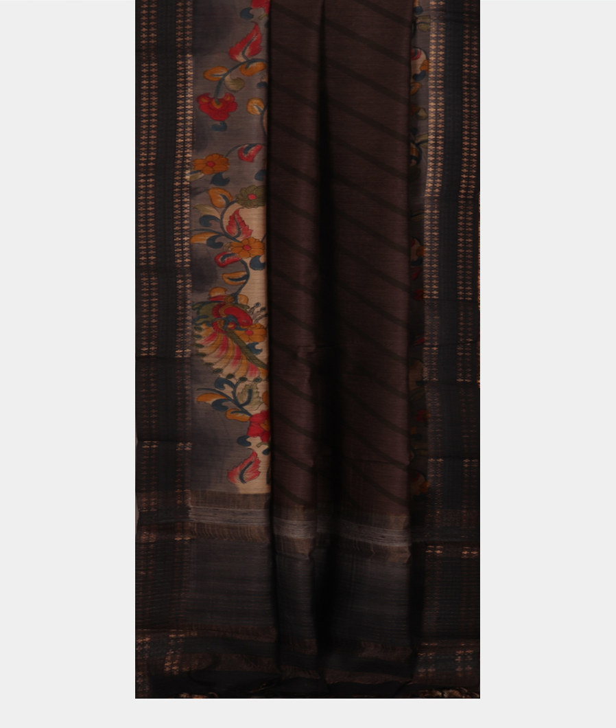 Brown Tussar Printed Saree T3127752