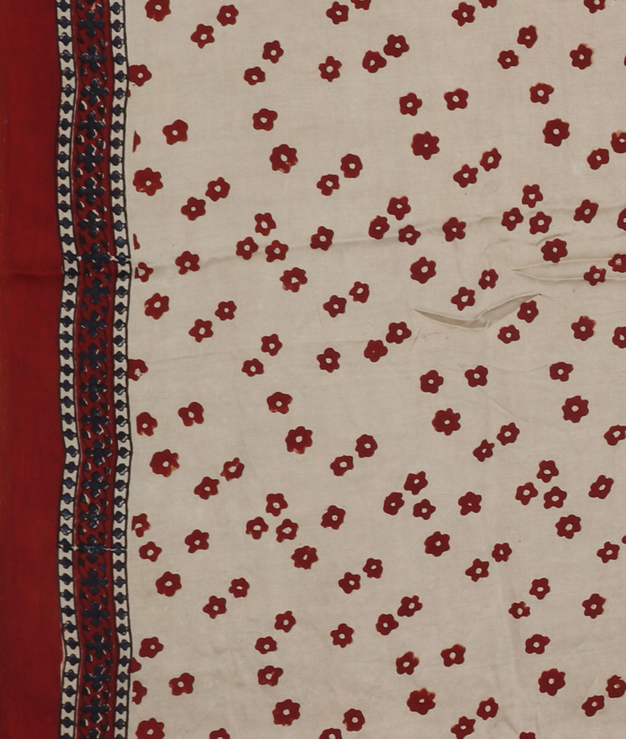 Rust Ajrakh Printed Modal Silk Saree T3692163