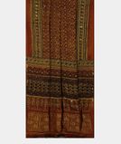 Brown Ajrakh Printed Modal Silk Saree T3692132