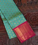 Bluish Green Handwoven Kanjivaram Silk Kids Pavadai T3701401