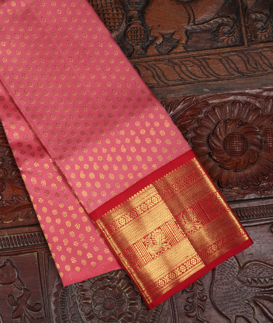 Pink Handwoven Kanjivaram Silk Kids Pavadai T370136-image
