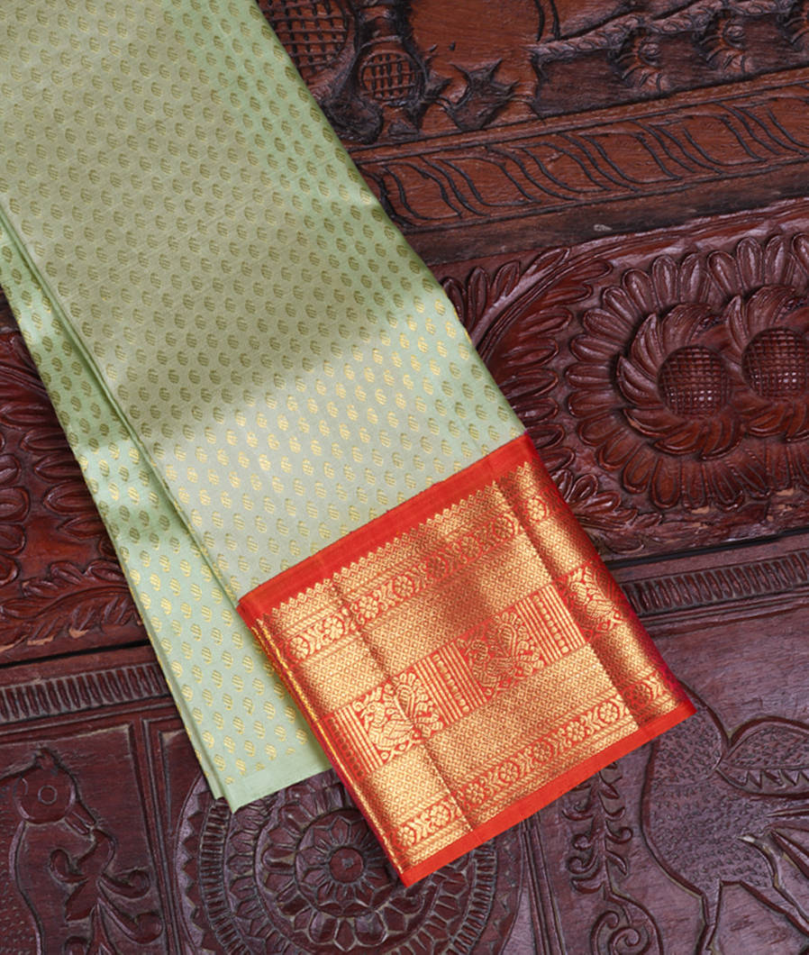 Light Green Handwoven Kanjivaram Silk Kids Pavadai T370130-image