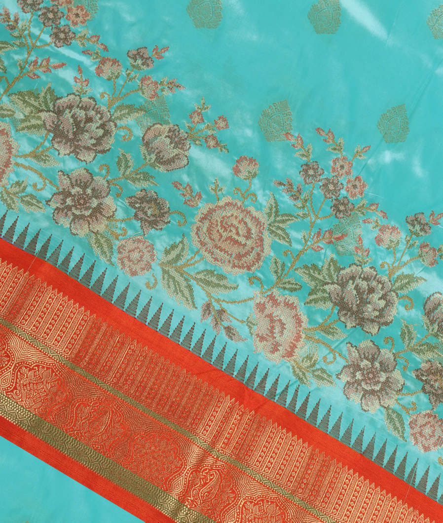 Blue Soft Silk Embroidery Saree T369682-image