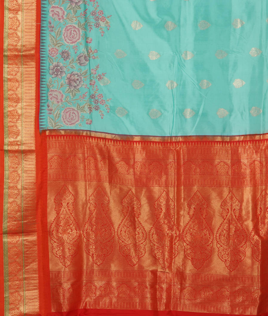 Blue Soft Silk Embroidery Saree T3696824