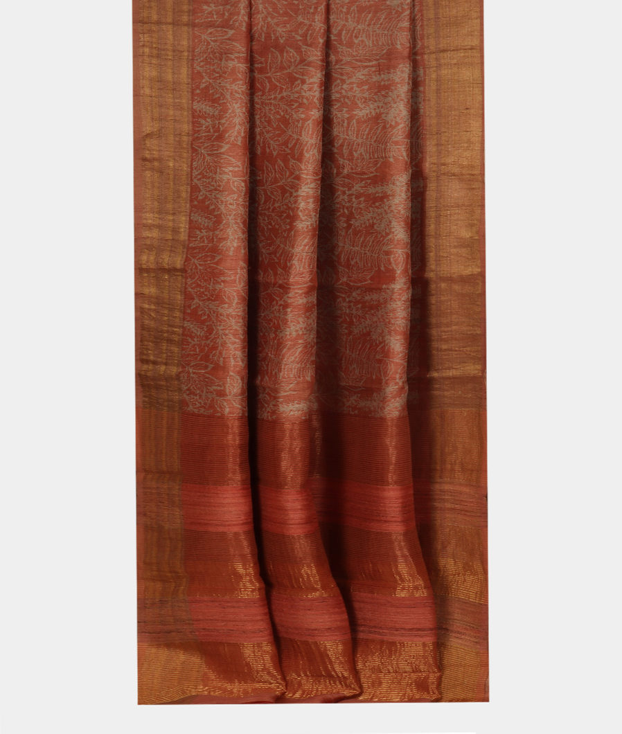 Beige Tussar Printed Saree T3549962