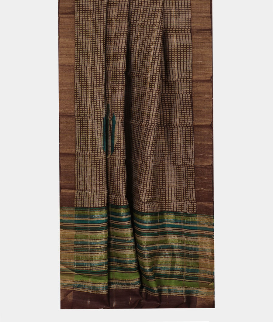 Brown Tussar Printed Saree T2595582