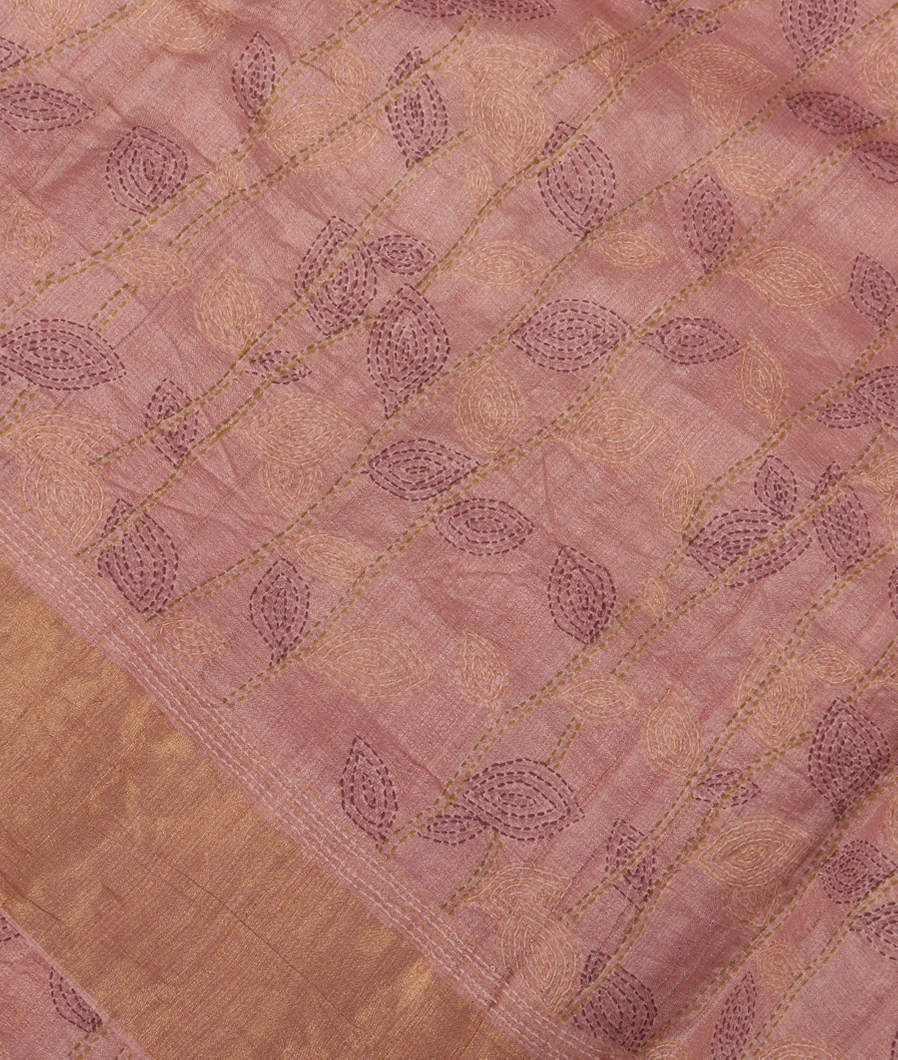 Pink Tussar Embroidery Saree T343966-image