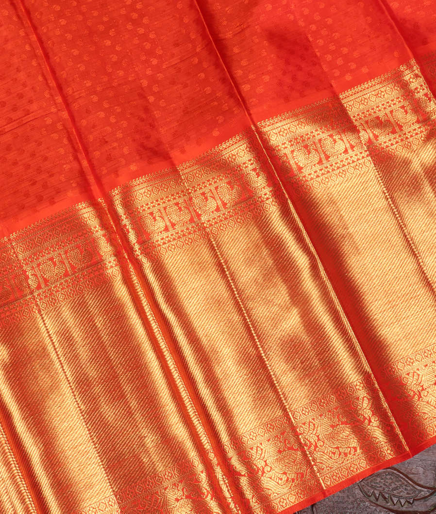 Peach Handwoven Kanjivaram Silk Pavadai T3702012