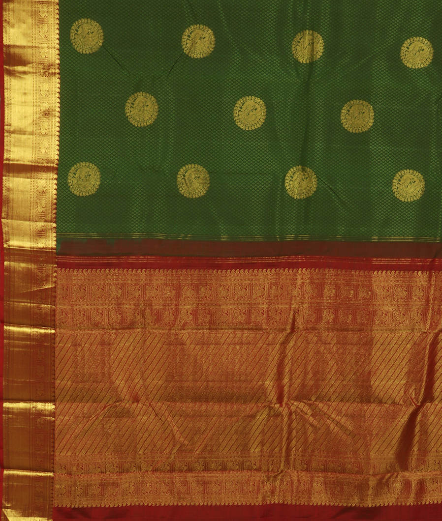 Green Handwoven Kanjivaram Silk Saree T3375794
