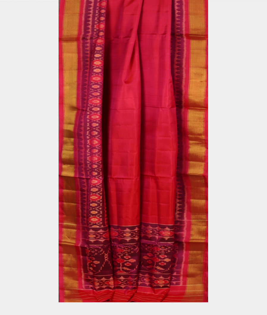Pinkish Orange Patola Silk Saree T3673782