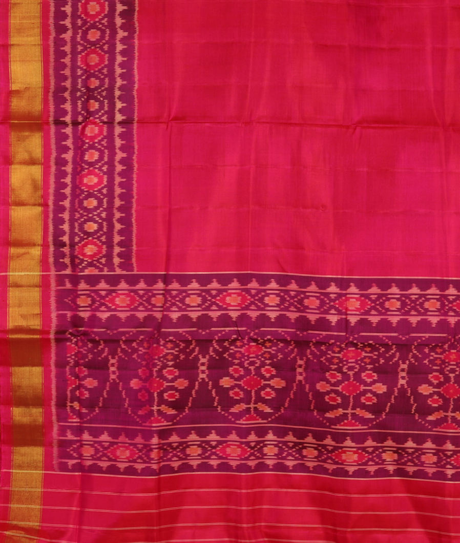 Pinkish Orange Patola Silk Saree T3673784