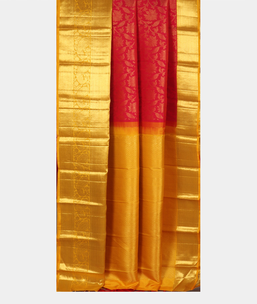 Pinkish Red Handwoven Kanjivaram Silk Saree T562522