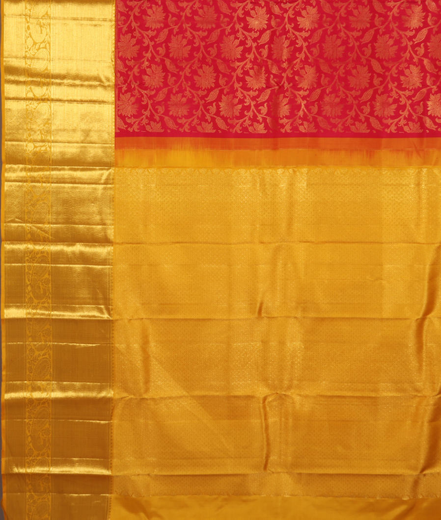 Pinkish Red Handwoven Kanjivaram Silk Saree T562524