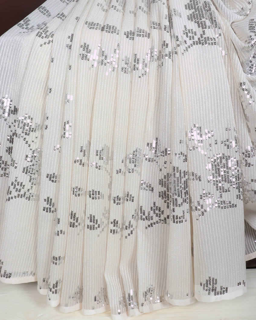 Off-White Georgette Silk Saree T3618362