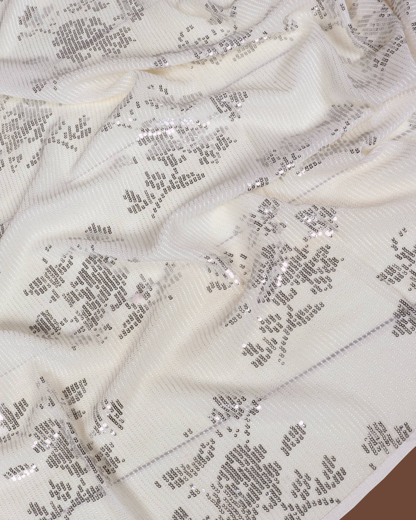 Off-White Georgette Silk Saree T3618364