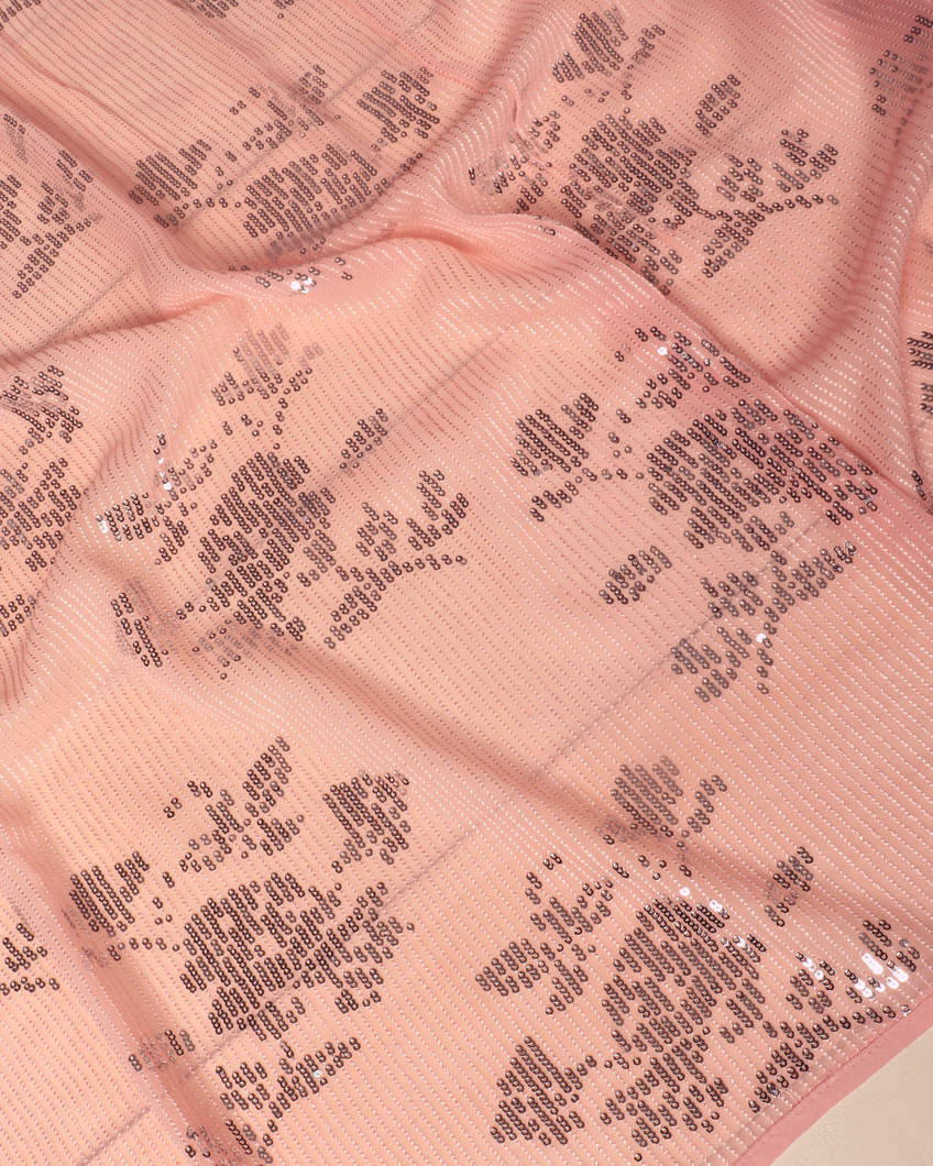 Peach Georgette Silk Saree T3618374