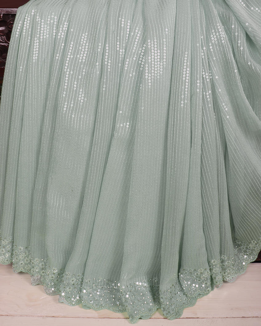 Blue Georgette Silk Saree T3675322