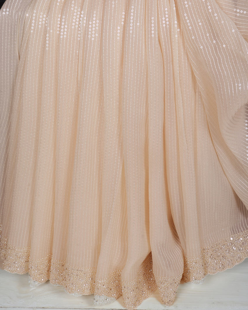 Cream Georgette Silk Saree T3675332