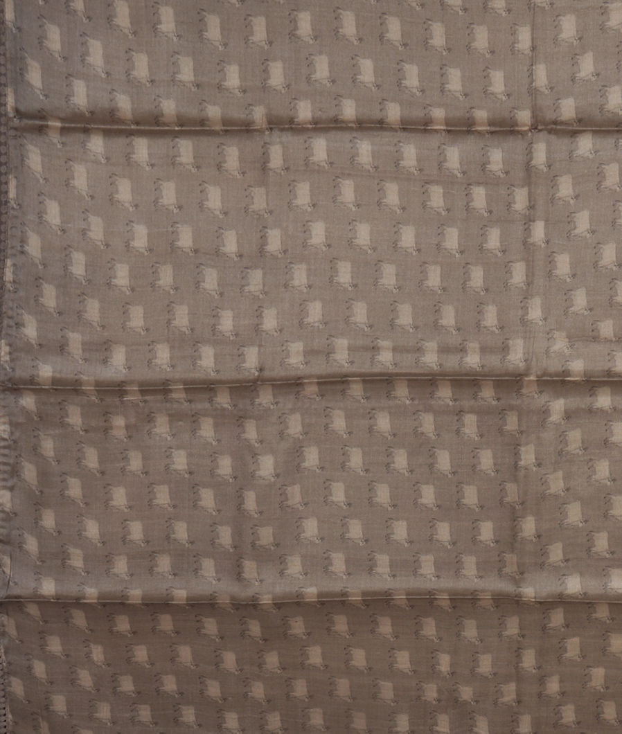 Grey Tussar Printed Saree T3660833