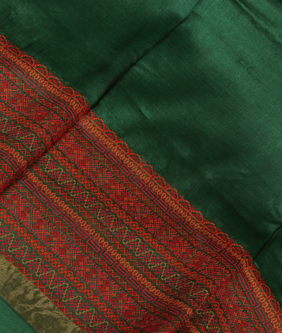 Green Tussar Embroidery Saree T369706-image