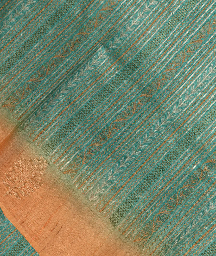 Blue Tussar Embroidery Saree T366243-image