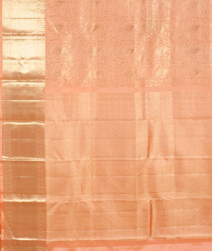 Peach Handwoven Kanjivaram Silk Saree T3460564
